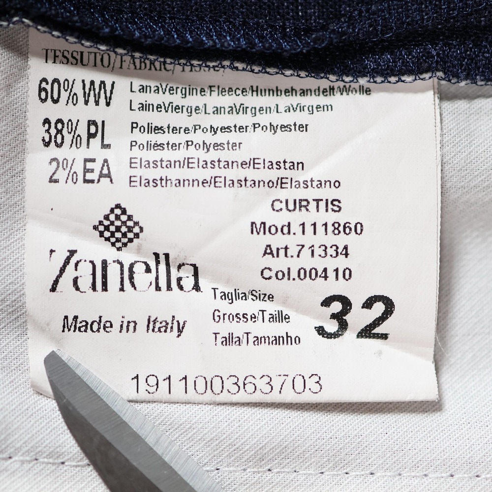 Zanella Curtis Pants Mens 32x30 Blue Dress Slim Straight Tweed Wool Blend Italy - Picture 6 of 14
